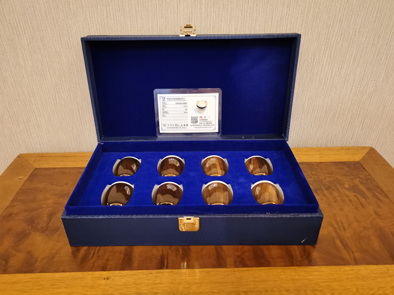 漳州金丝楠木阴沉木足银茶杯