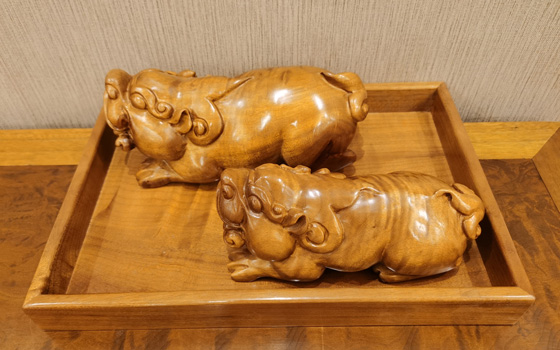 漳州金丝楠木小叶桢楠，貔恘一对