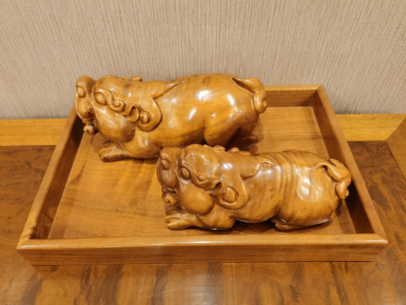 漳州金丝楠木小叶桢楠，貔恘一对