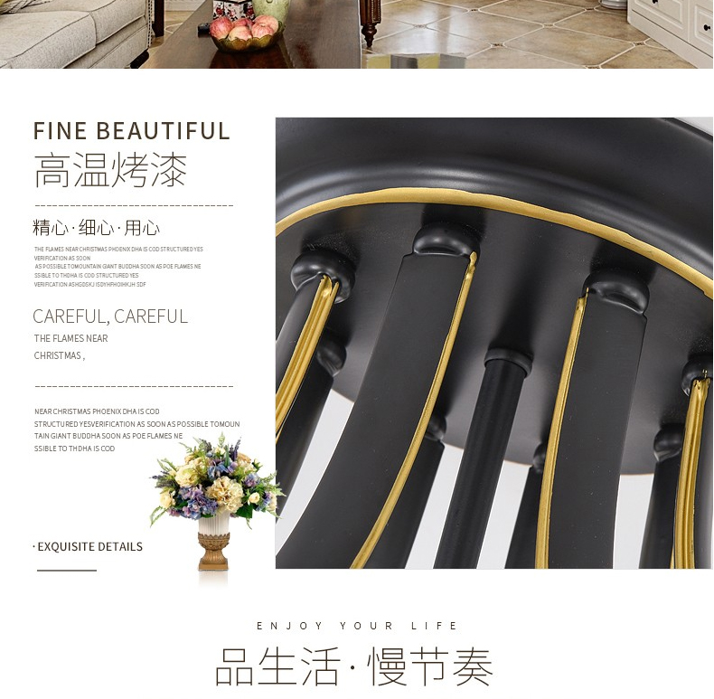 【1820】铁艺+玻璃+水晶 美式吊灯