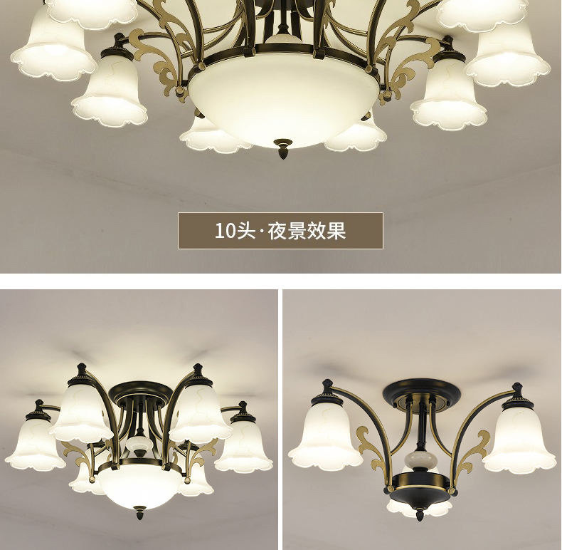 【1820】铁艺+玻璃+水晶 美式吊灯