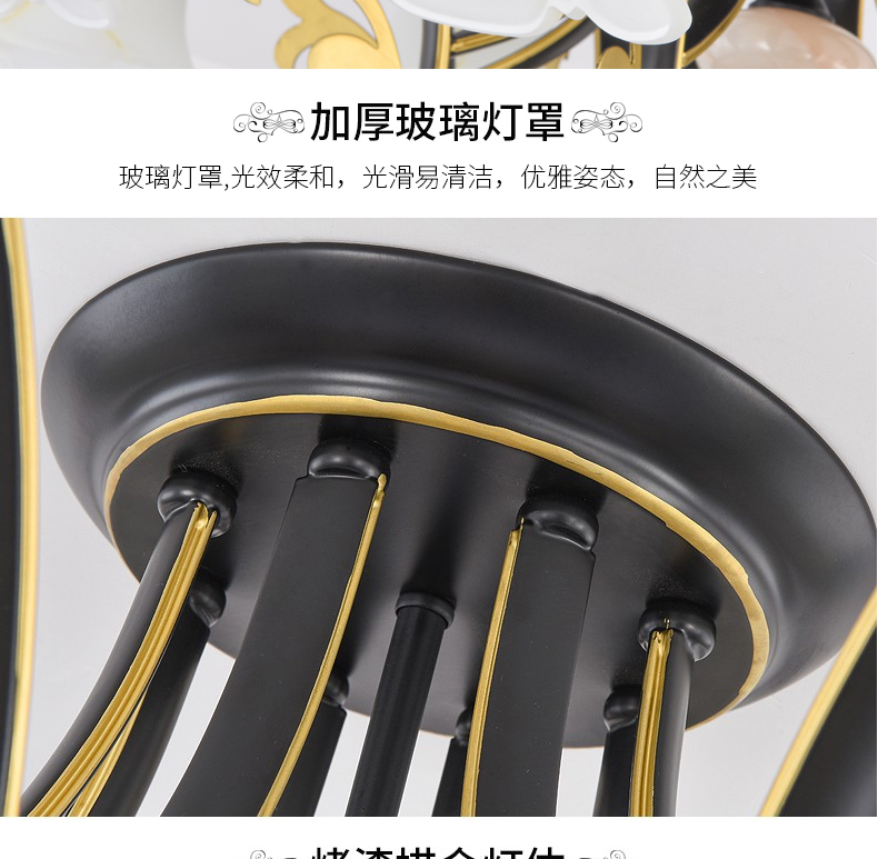 【1820】铁艺+玻璃+水晶 美式吊灯