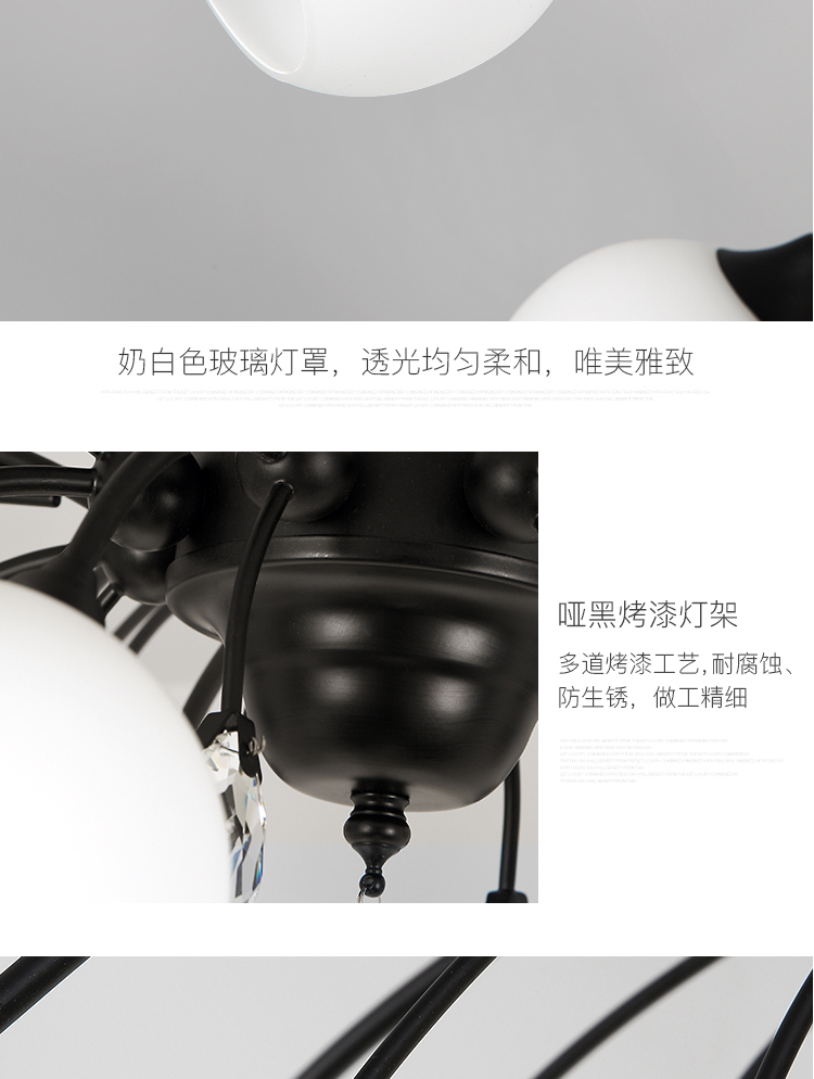 【BD-X6653】铁艺+水晶 美式吸顶灯壁灯