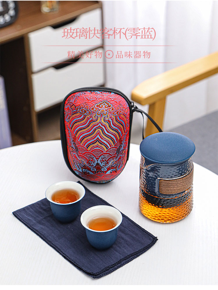 泉州陶瓷茶杯生产厂家玻璃快客杯（霁蓝）