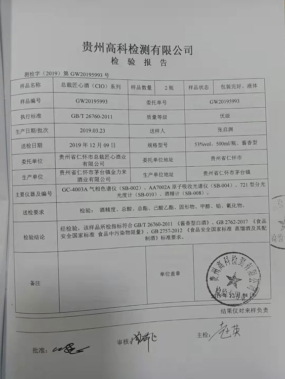 漳州众旺超市管理总裁匠心（CIO）系列酒